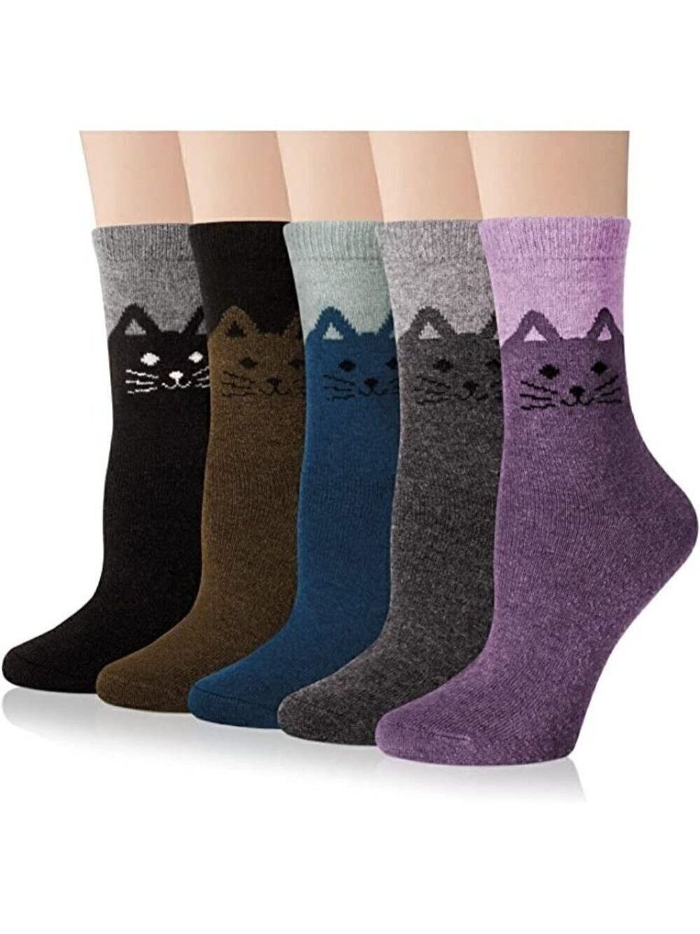 5 Pairs Luxury Wool Soft Socks Warm Winter Fall Womens Thick Cozy Knit NWT